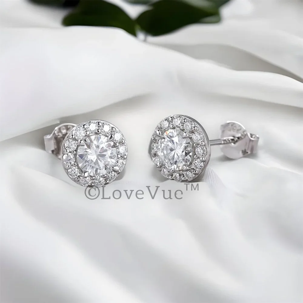 Certified 1ct. t.w. Diamond Round Halo Brilliant Cut Stud Earrings - Picture 5 of 16